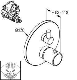 KLUDI ZENTA SL Thermostatic Control Trim 388300545 and Concealed Diverter for Shower