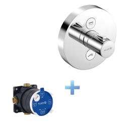 KLUDI PUSH Thermostatic Control Trim 389120538 and Concealed Diverter for Shower